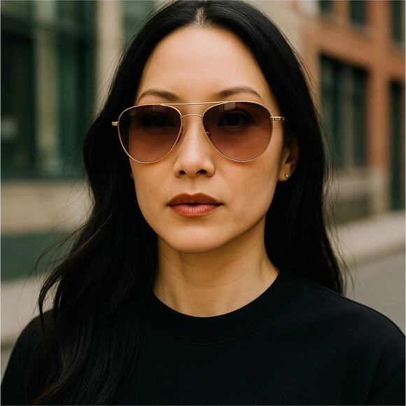 Kurt Geiger London GOLD BLUE HAVANA/ BROWN 61mm Aviator Sunglasses 100% UV - Picture 1 of 11
